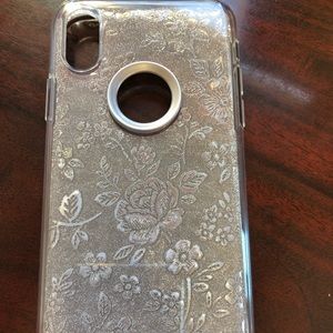 iPhone X silver jelly floral case